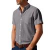 Men's Linen Lapel Short-sleeved Shirt, Solid Color,breathable, Loose And Casual Shirt With  Pocket