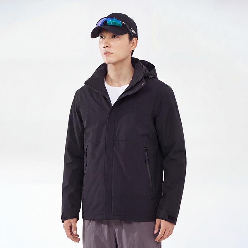 Fluoride-Free National Standard Hooded Mountaineering Jacket: Single-Layer Outdoor Windproof, Waterproof, Snowproof Outerwear with Printed Logo