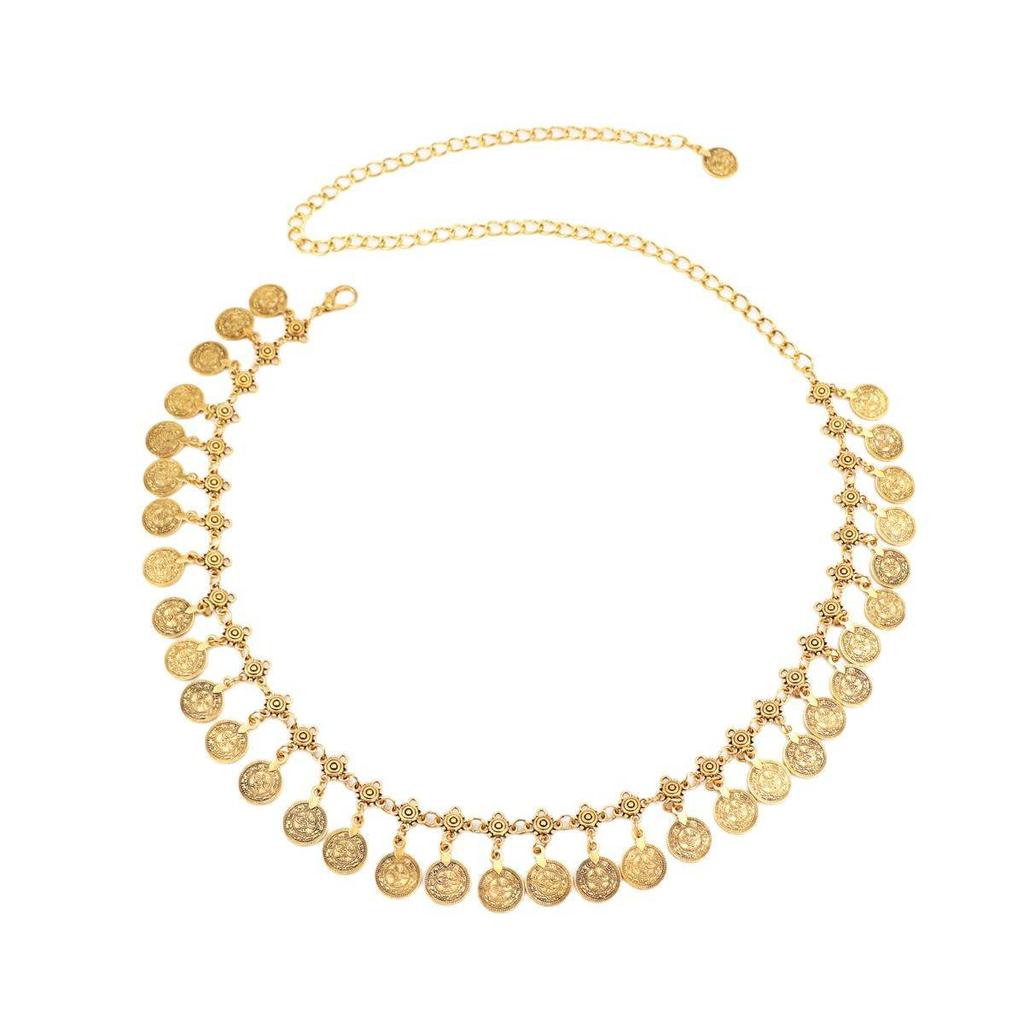 Ethnic Style Women's Tassel Coin Waist Chain for Belly Dance and Fashion Dresses