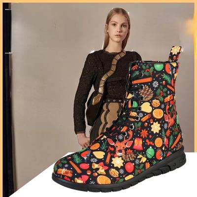 2024 Zimní Móda Halloween Vánoce Šněrovací Botas Mujer Casual Nadměrná Velikost Sapatos Feminino Britské Platformové Boty s Bočním Zipem