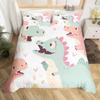 Cute Dinosaur Duvet Cover King Queen Kawaii Cartoon Wild Dino Bedding Set For Kids Boys Girls Jungle Animals Comforter Cover