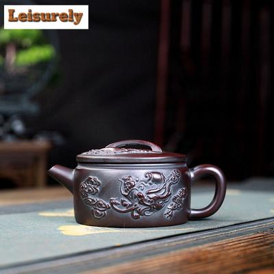 280 ml Yixing Lila Ton Teekannen Handgefertigte Großkalibrige Drachenkanne Roherz Antiker Roter Schlammkessel Mit Filter Zisha Teeset Geschenk