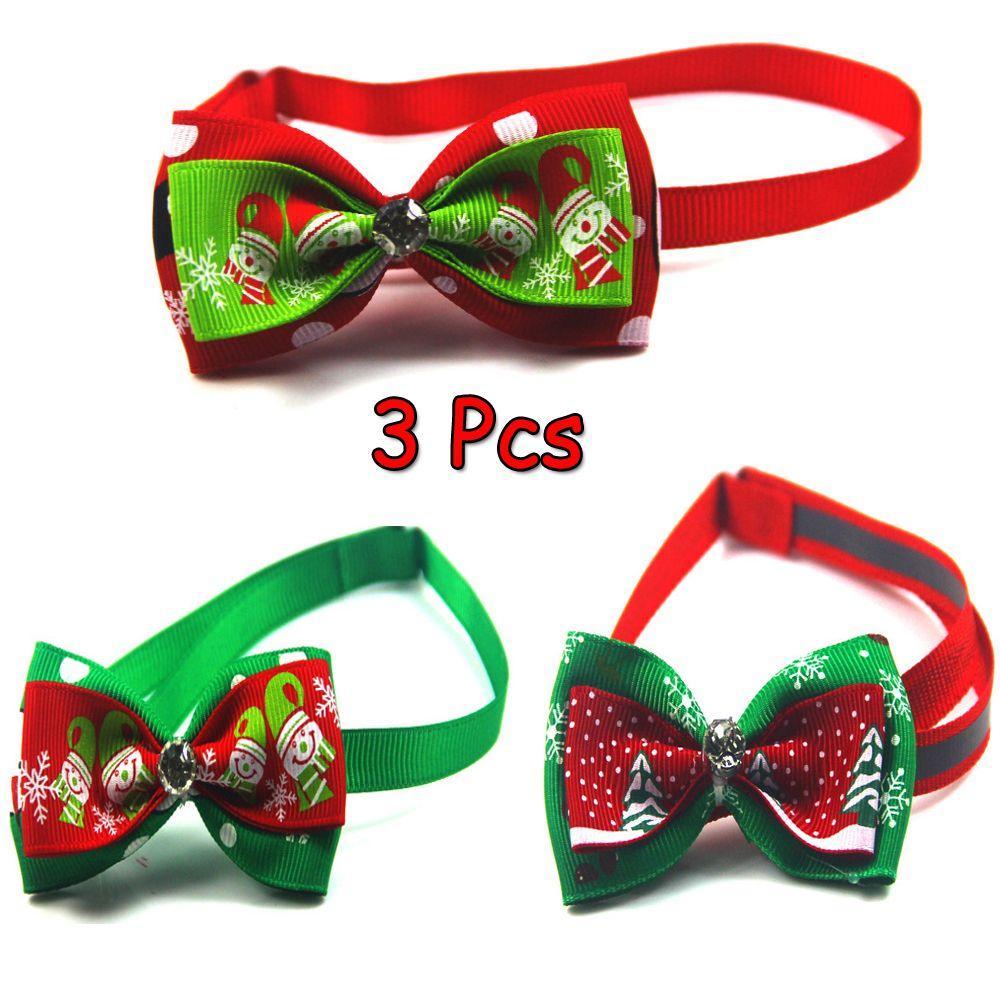 

3 шт. кошачьи собачьи снежинки регулируемый рождественский ошейник галстук-бабочка для домашних животных