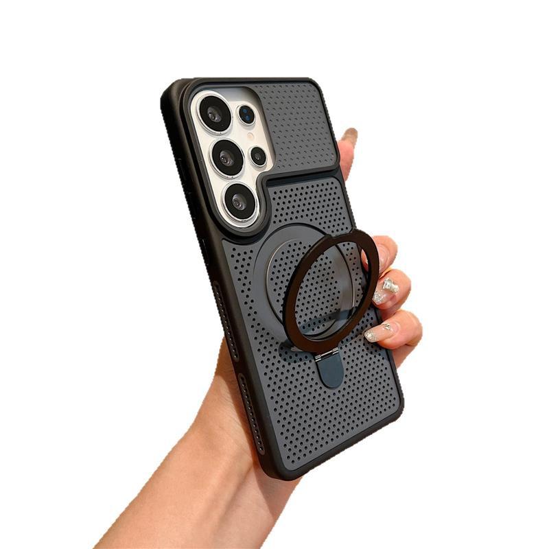 Applicable to Samsung S26Ultra heat dissipation magnetic suction bracket mobile phone case contrasting color and skin feeling S25ultra protective case