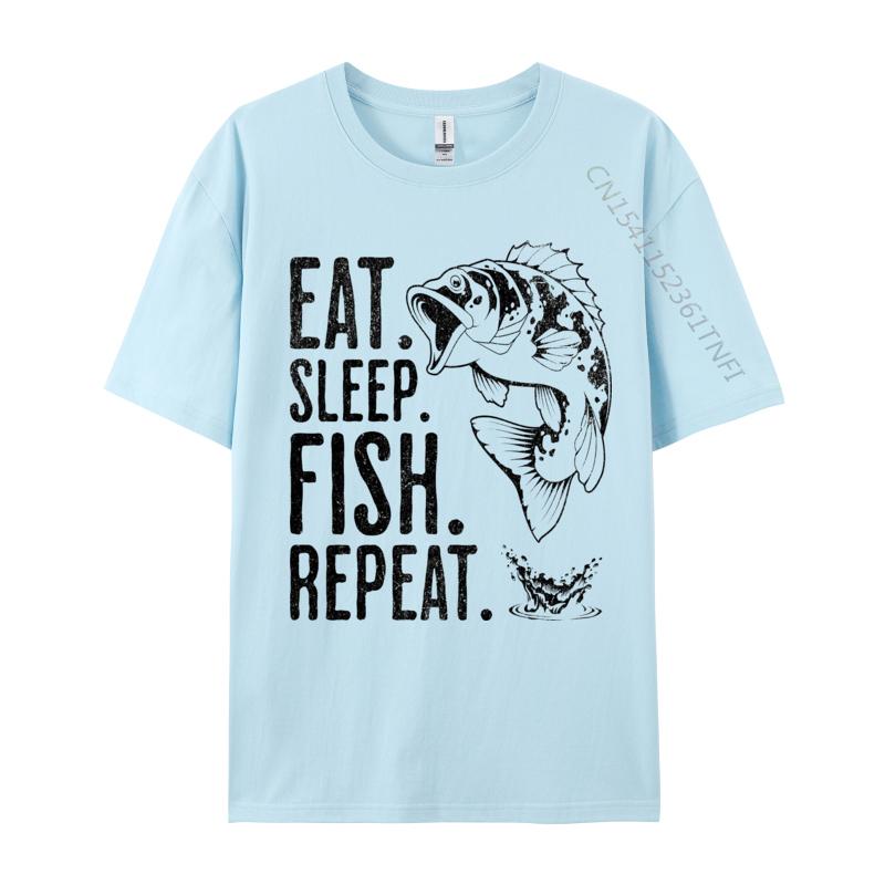 

Eat Sleep Fish Repeat Tshirt Vintage Fashionable Party Tees Cotton Tops T Shirts for Men Cosie T Shirt 4XL
