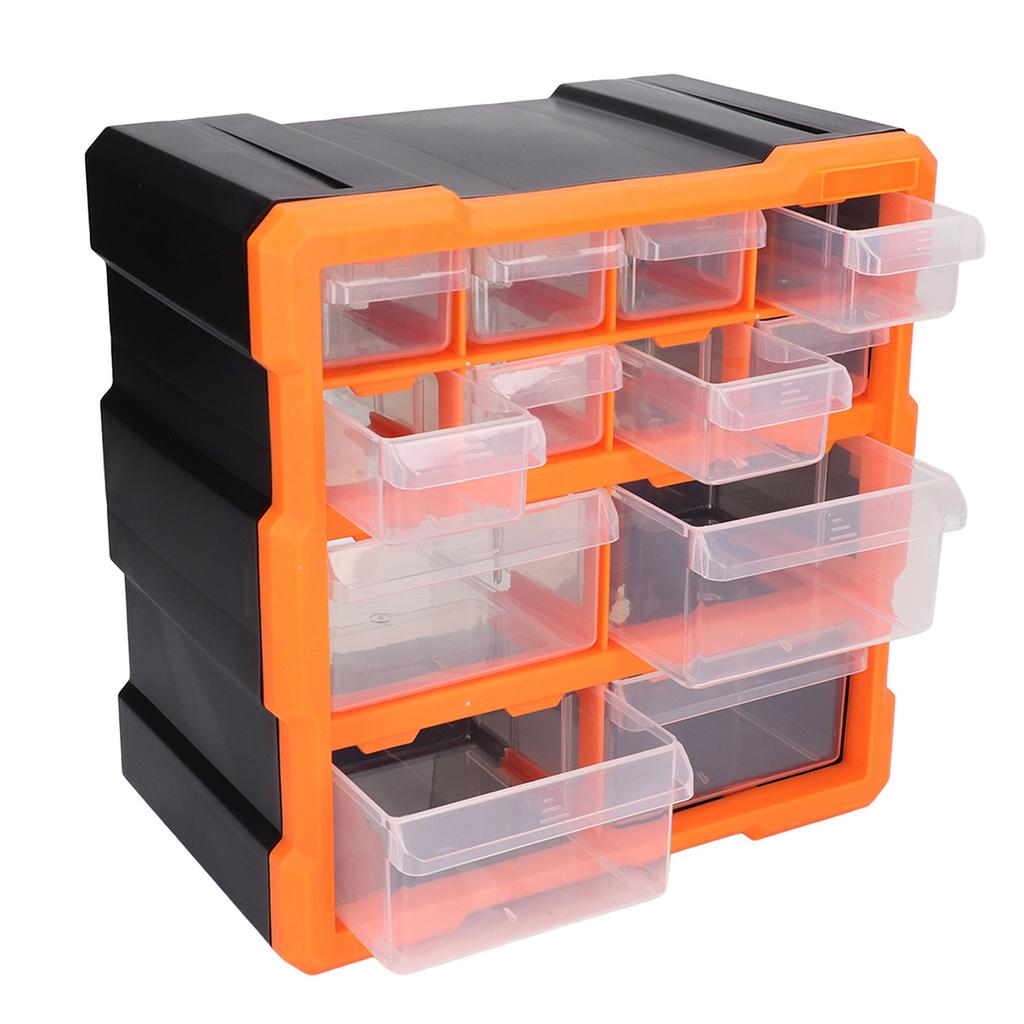 12 Drawer Hardware Organizer Office Stationary Craft Translucent Drawer Workshop Screw Storage Box