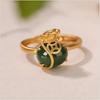 Unique Vietnamese Coin Pouch Ring Charming Gold Plated Brass Ring With Geometric Shape