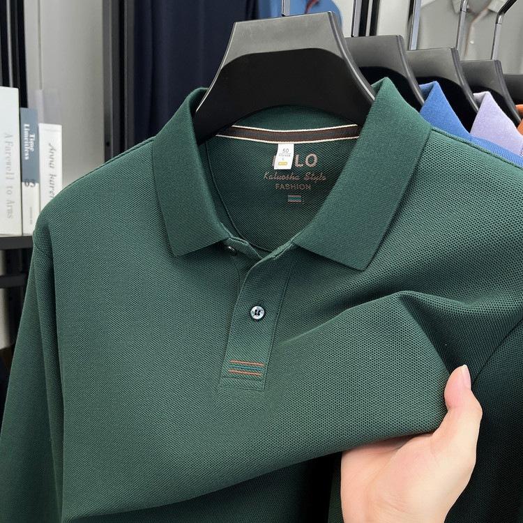 Autumn 100 Pure Cotton Men'S Long-Sleeved T-Shirt Batch Solid Color Simple Business Fashion Polo Shirt
