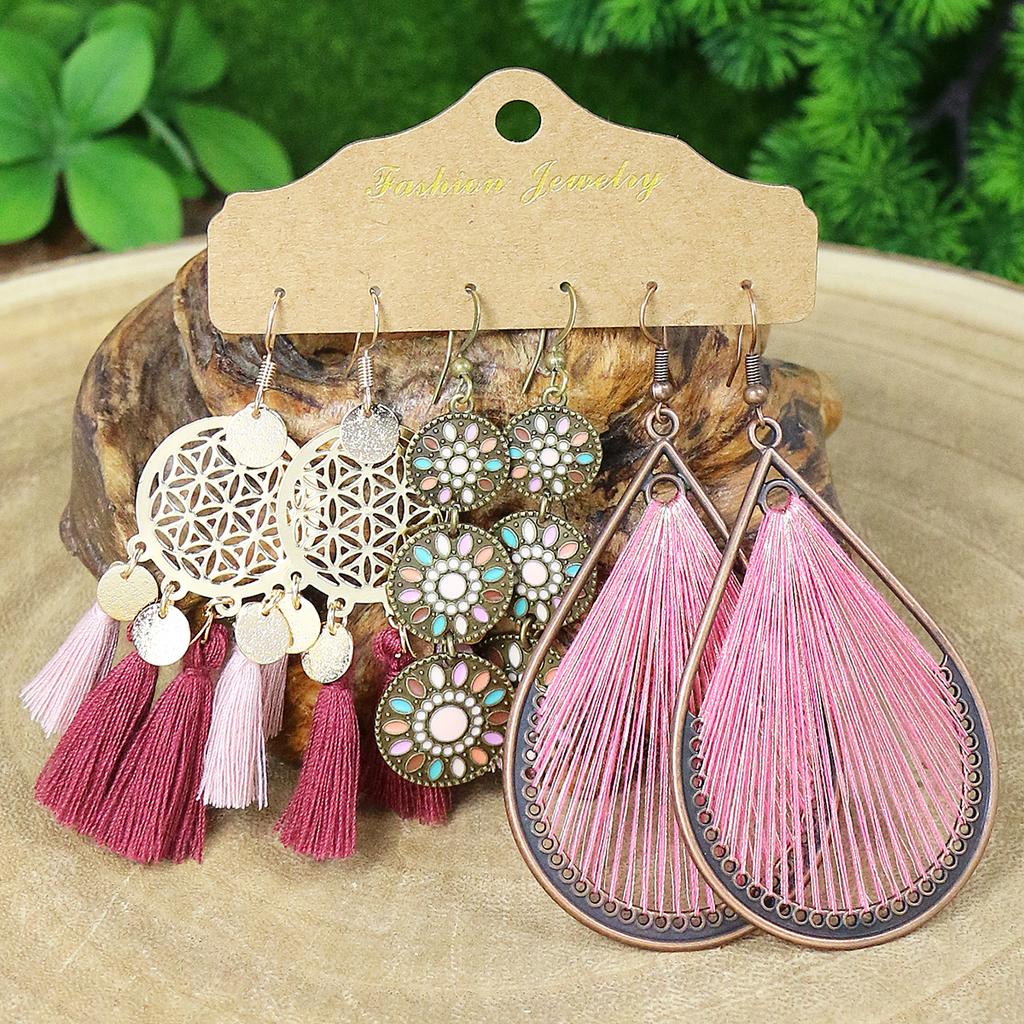 Women's Boho Colorful Earrings Combination Set Tassel/Shell/Turquoise Design Geometric Shape Big Water-drop Party Decors Gifts