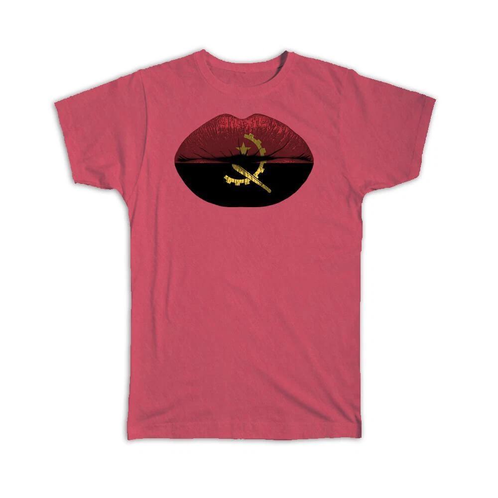 

Gift T-Shirt : Lips Angolan Flag Angola Expat Country For Her Women Feminine L