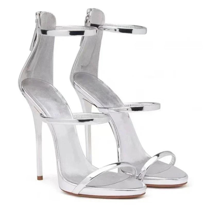 Soleist New Luxury Womens Shoes Summer Sexy Stiletto High Heel Pumps Fashion High-quality Banquet Zipper Strap High Sandals Zapatos