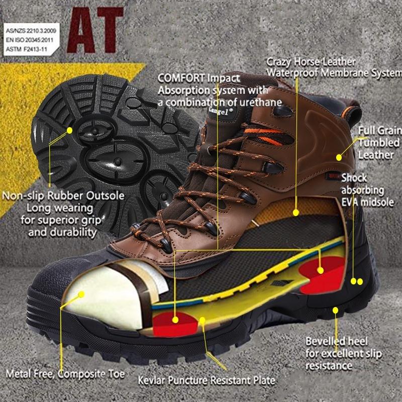 Botas de seguridad de cuero de acero con gorra de dedo del día para  hombres, botas