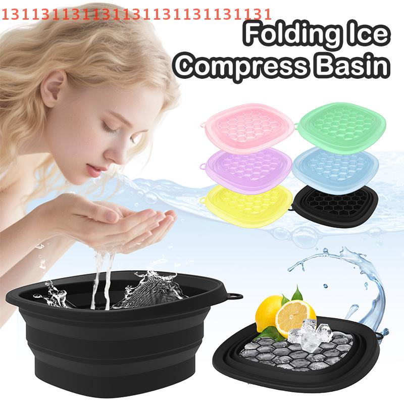 Portable Face Dipping Bowl for Ice Bath And Home Skincare Routine for Women And Girls Square Foldable Silicone Bowl