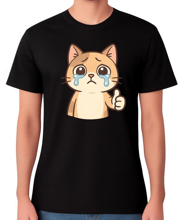 

Sad Crying Cat T-Shirt Thumbs Up Cute Funny Graphic Unisex Tee 5XL різнокольоровий