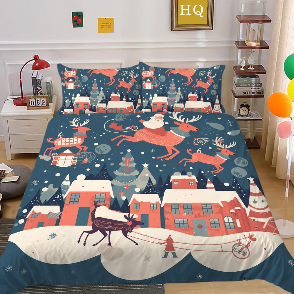 3D Christmas Printing Duvet Cover Set Full Size Microfiber Bedding Set High Ranking Lovely Bedspreads