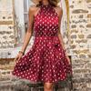 Women's Fashion Summer Spring Polka Dot Print Sleeveless High Waist Casual Dresses