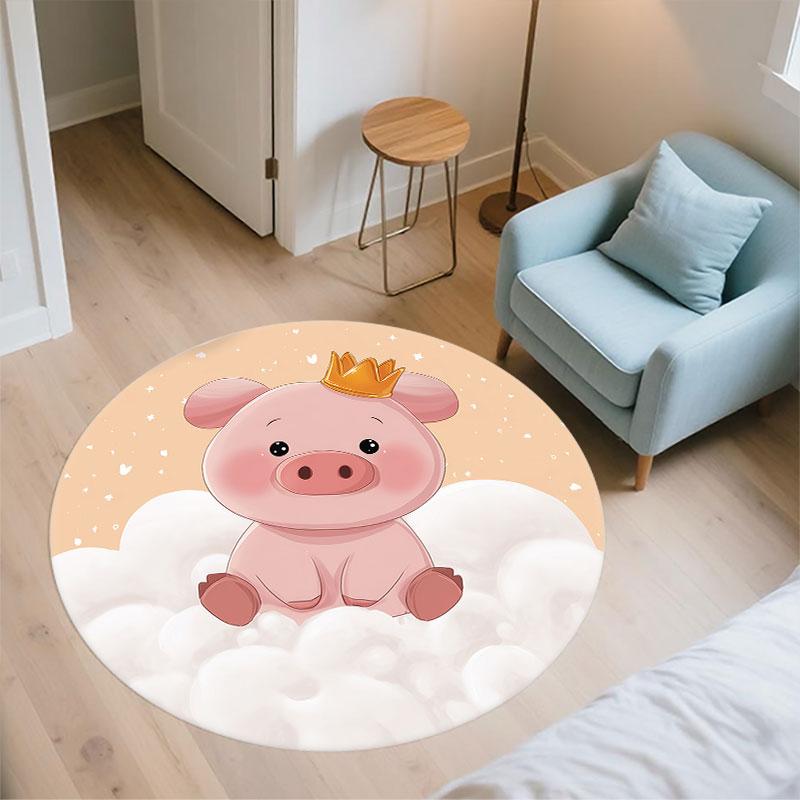 Pig Pattern Round rug,Carpet Rug for Living Room Bedroom Playroom ,Non-slip Floor Mat,Holiday Gifts and Birthday Gifts.