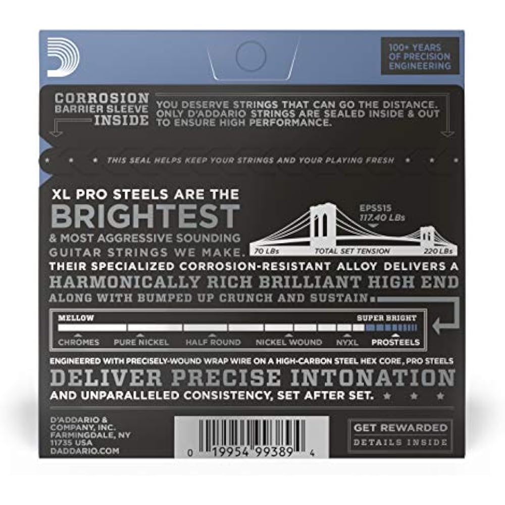 D'Addario Daddario Electric Guitar Strings Pro Steel Medium .011-.050 EPS515 [Domestic Genuine]