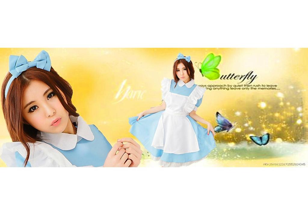 Strój Lokajki Alicji w Krainie Czarów Lolita - Błękitny Anime Kostium Cosplay