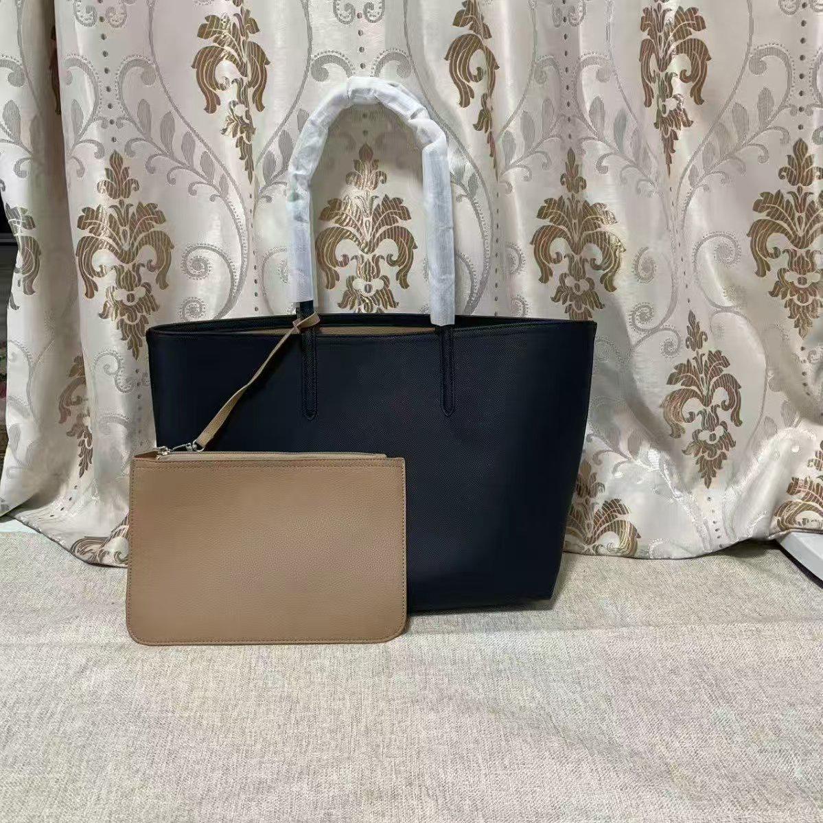 Crocodile Double-Sided Shoulder Handbag: Ladies  Color Block Large Capacity Tote