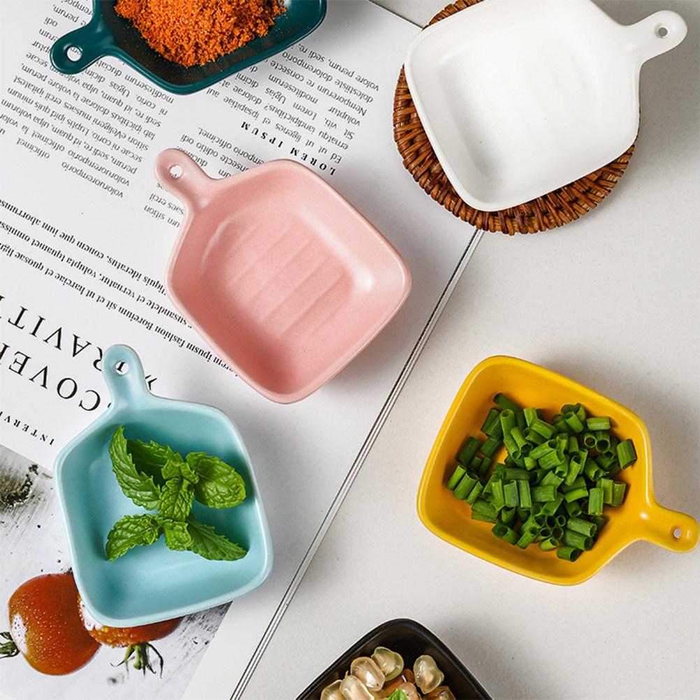 2Pcs Ceramic Sauce Dishes Mini Plates for Kitchen Seasoning Serving Condiment Soy Dipping Bowls Ceramic Seasoning Plate