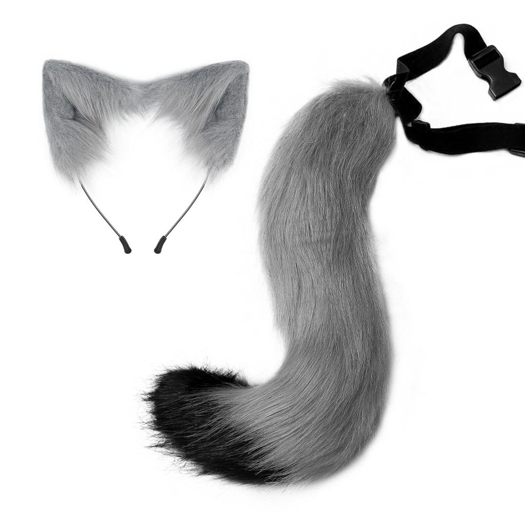 Anime Character Cosplay Halloween Cos Simulation Fox Plush Tail Costumes Accessories Animal Tail Cat Ears Hairband Headdress