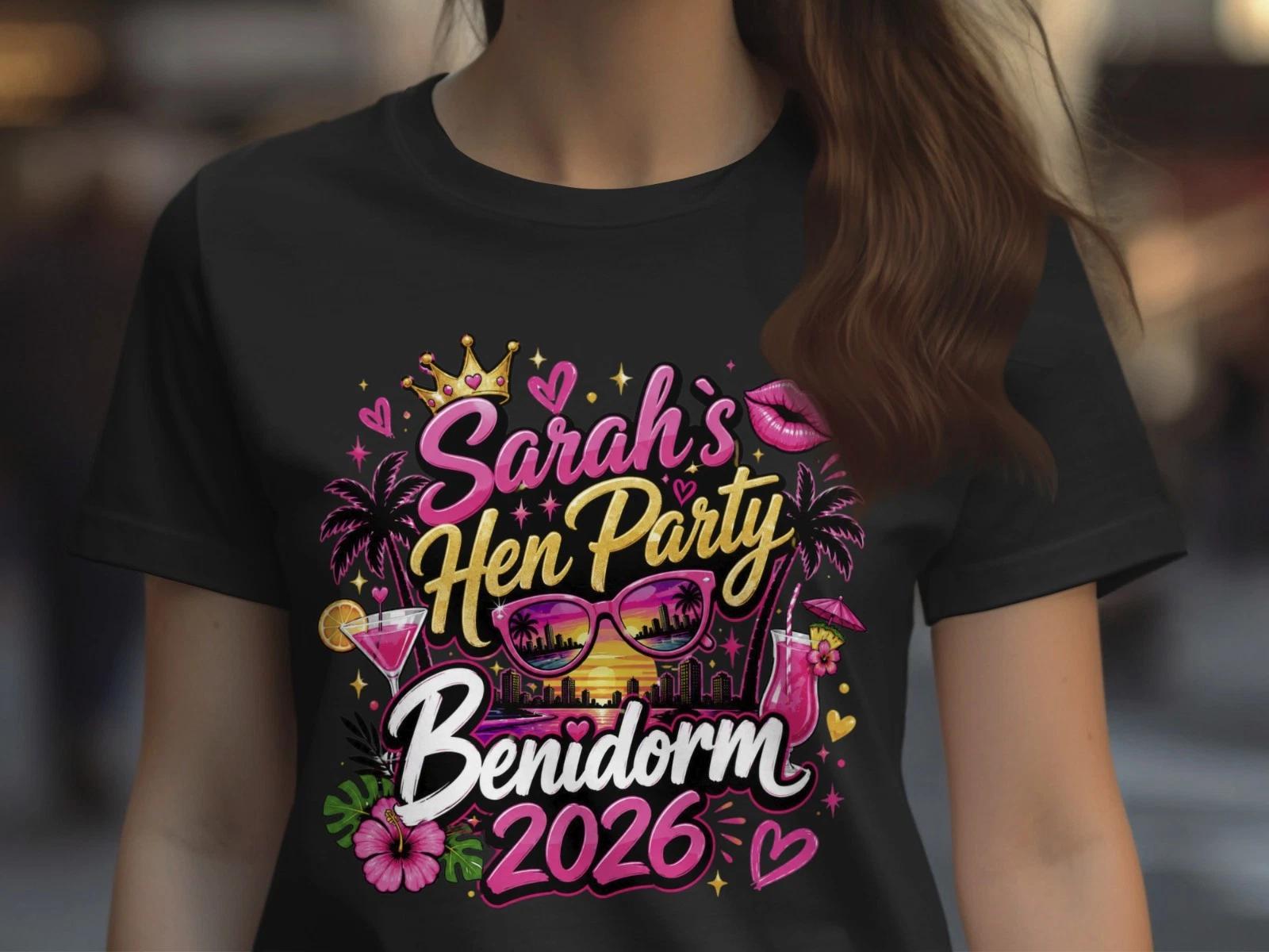 Personalised Hen Party T Shirt Benidorm 2026 Bride Squad Girls Ladies Night Out XL