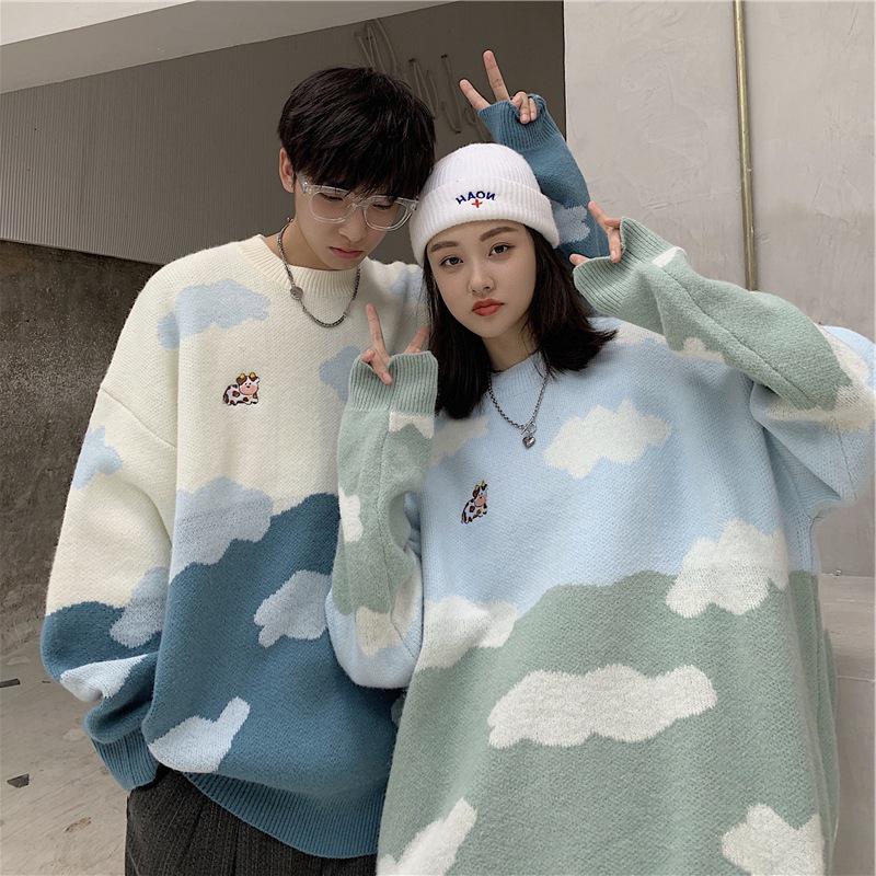Japanese Cute Cloud Sweater - Unisex Retro Loose Winter Wear