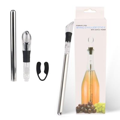 Bar Accessories Beer Chiller Stick With Wine Pourer+Stopper+Cutter Ice Wine Cooler 4 In 1 Wine Cooling Stainless Steel Frozen Stick