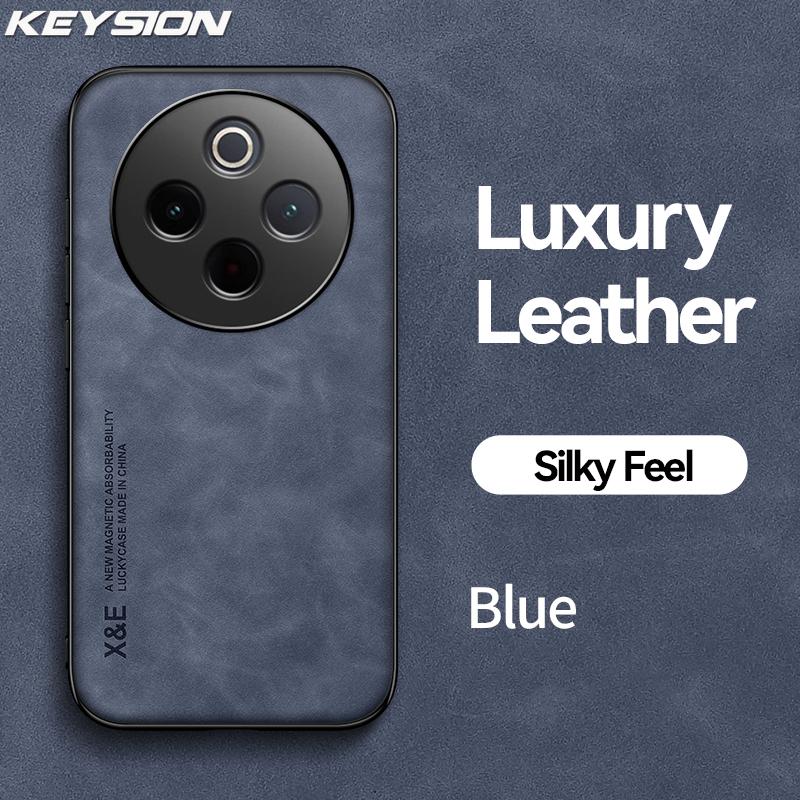 KEYSION Luxury Retro PU Leather Case for IQOO Z10 5G Soft Silicone+PC Shockproof Phone Back Cover for VIVO IQOO Z10