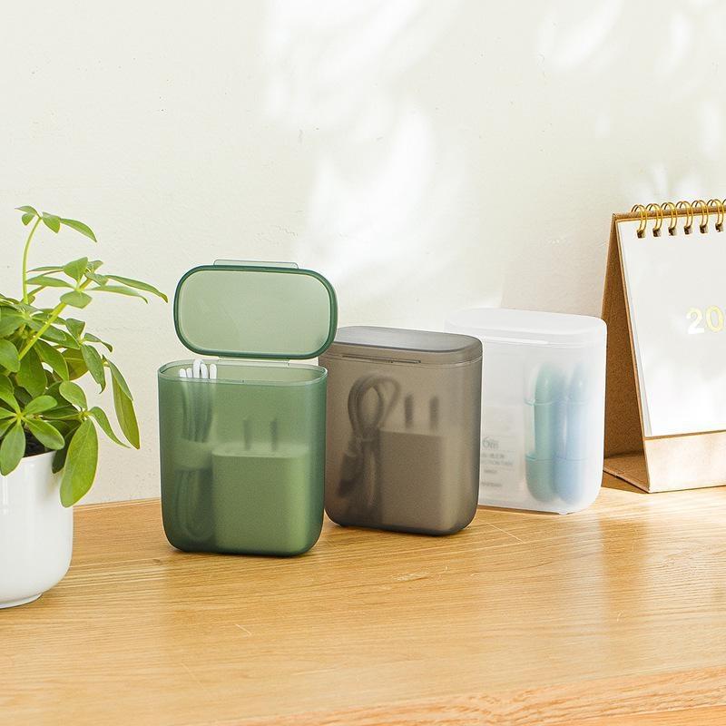 Scatola porta cavi dati Scatola organizer per cuffie antipolvere con coperchio Scatola contenitore trasparente per cavi per ufficio domestico