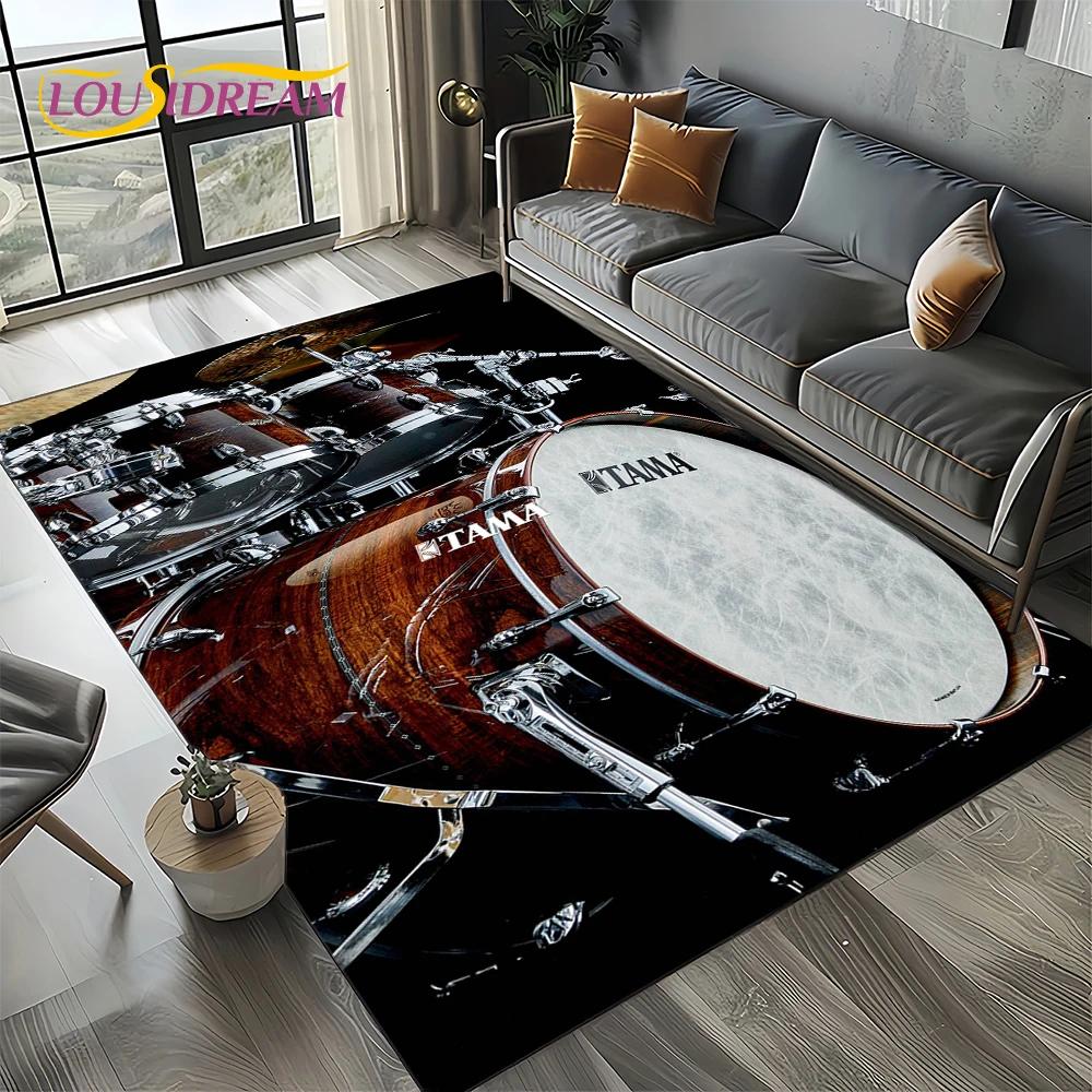 3D Music Instruments Drum Kit Drum Set Carpet Rug for Living Room Bedroom Home Sofa Decoration,Kids Area Rug Non-slip Floor Mat