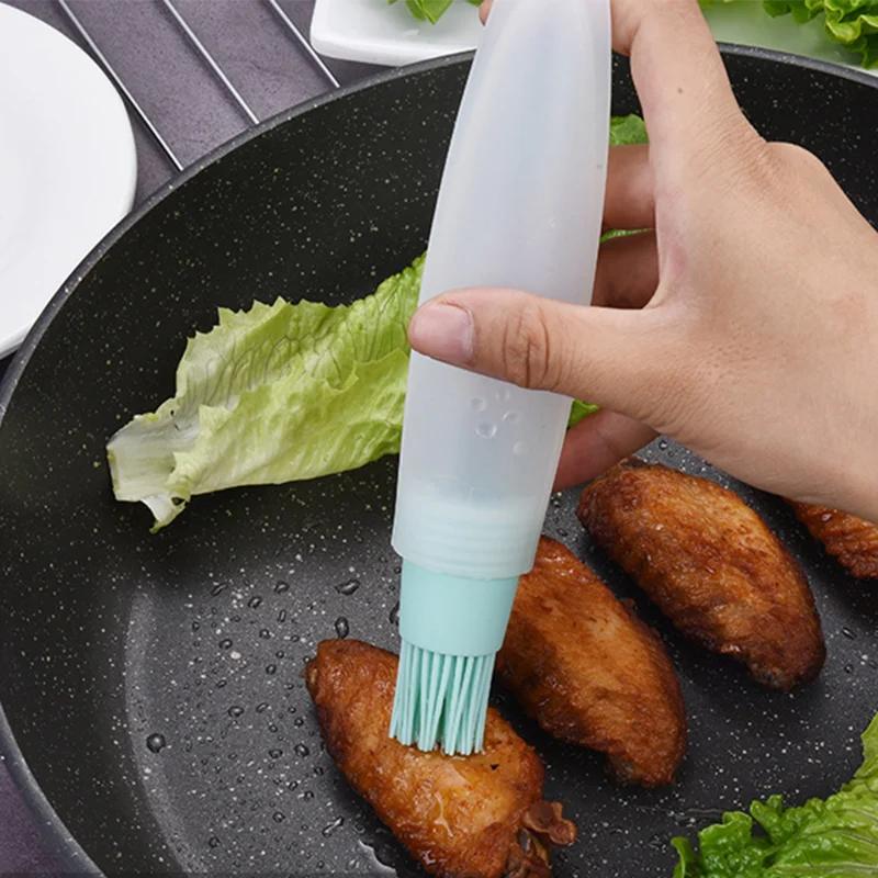 Bouteille d'Huile pour Barbecue Pinceau pour Badigeonner Cuisine Cuisson Barbecue Crêpe Camping Portable Assaisonnement Sauce Contenant Distributeur
