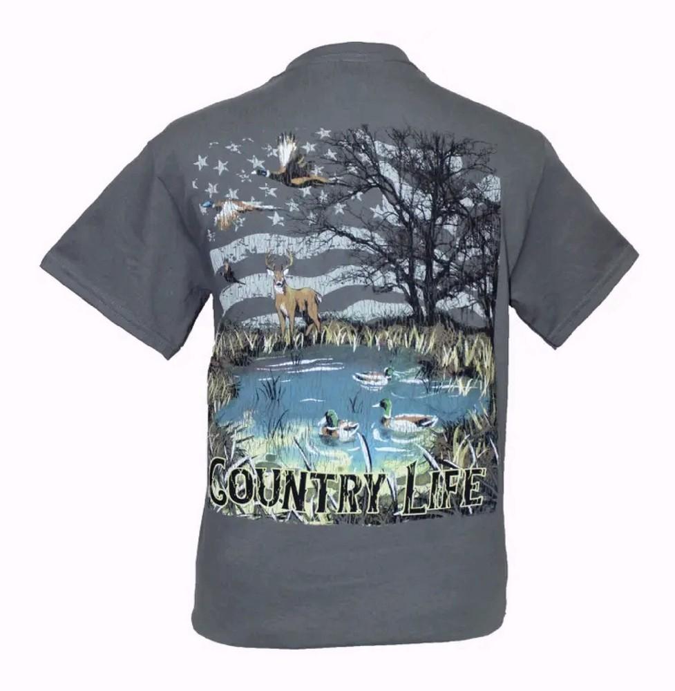 Country Life Deer Pond and Wildlife Short Sleeve T-Shirt NEW Fast Free Ship Unisex T-Shirt L