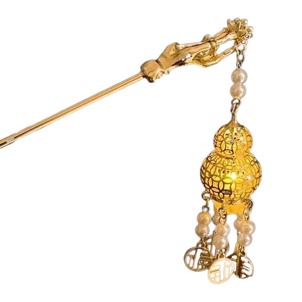 Chinese Style Flower Hairpin Female Creative Lotus Lantern Tassel Hairpin Retro Metal Hair Accessories Hanfu Hair Accessories