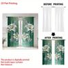 2Pcs Everyday Elegant Jade Lily Print Curtains With Rod Pocket – For Bedroom, Kitchen, Office & Living Room
