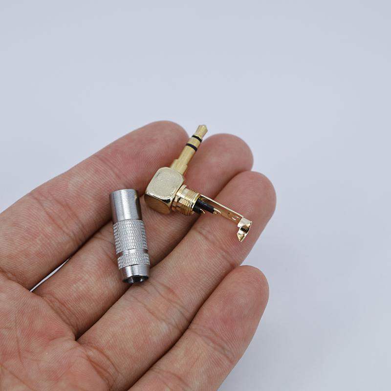 Right Angle Silver Gold Plated Audio 3.5mm Jack Male for Soldering 3 Pole Stereo 90 Degree Earphone Plug Connector Plug