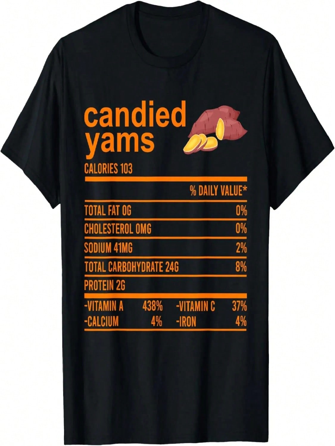 Nutrition Fact Thanksgiving Apparel, Funny Candied Yams Food T-Shirt S