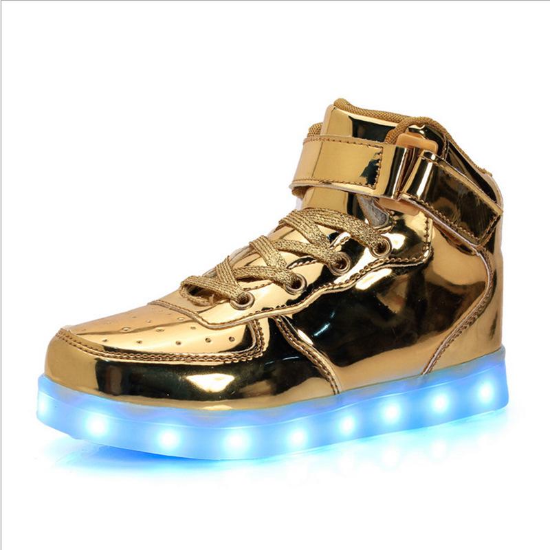 Children's light shoes led luminous shoes charging sports shoes high-top baby shoes male and female students female board shoes