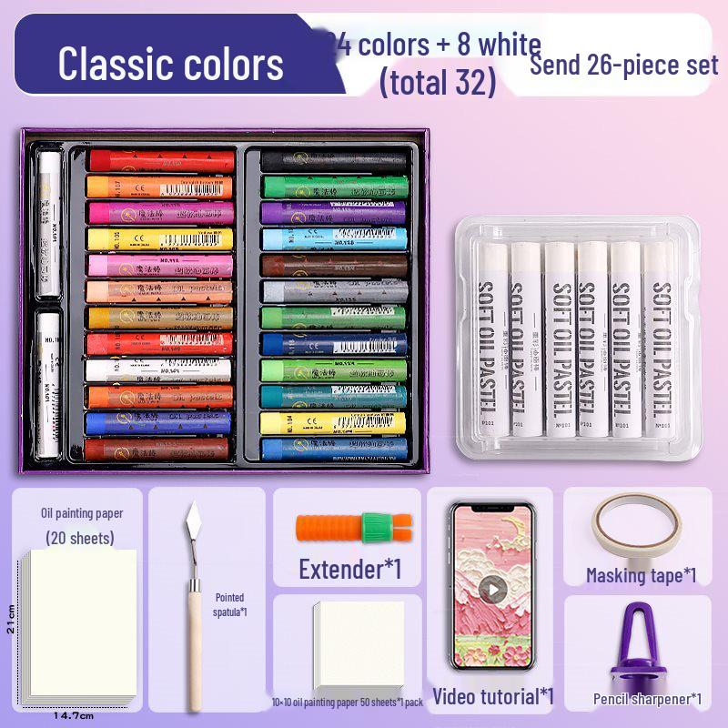 Super Soft Oil Pastel Set with Brush & Scraper Tools - Perfect Crayons for Kids' Birthday Gifts & DIY Projects