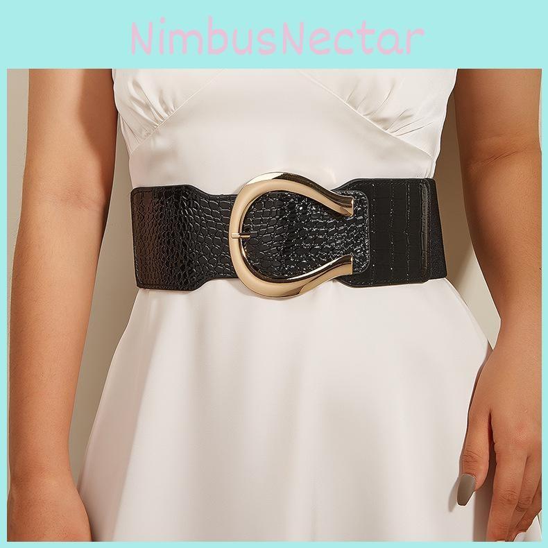 Fashion Gold Buckle Decoration Women Casual Wide Waist Belt For Use Daily