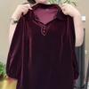 Herbst Damen Übergröße Samtbluse Locker Weicher Pullover Langarm Samtbluse