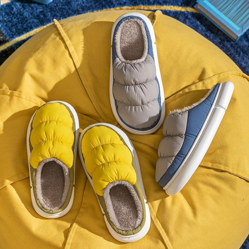 Cotton slippers men's autumn and winter indoor home velvet warm household confinement shoes women's winter cloth soft