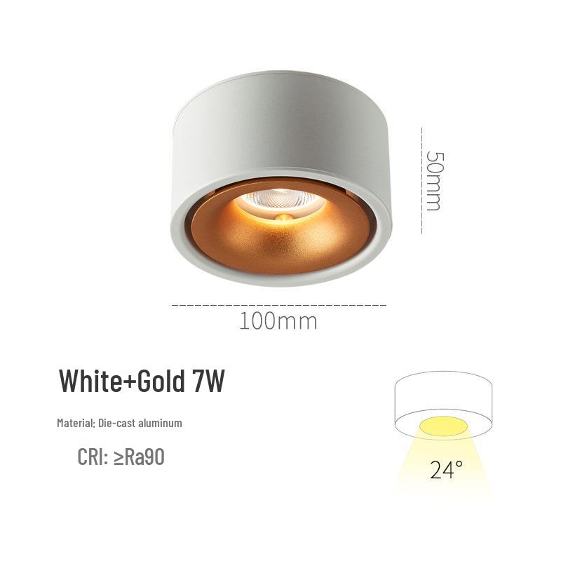 Ultra-thin Surface-mounted LED Downlight: No Hole Required, Round All-Aluminum Ceiling Light for Living Room.