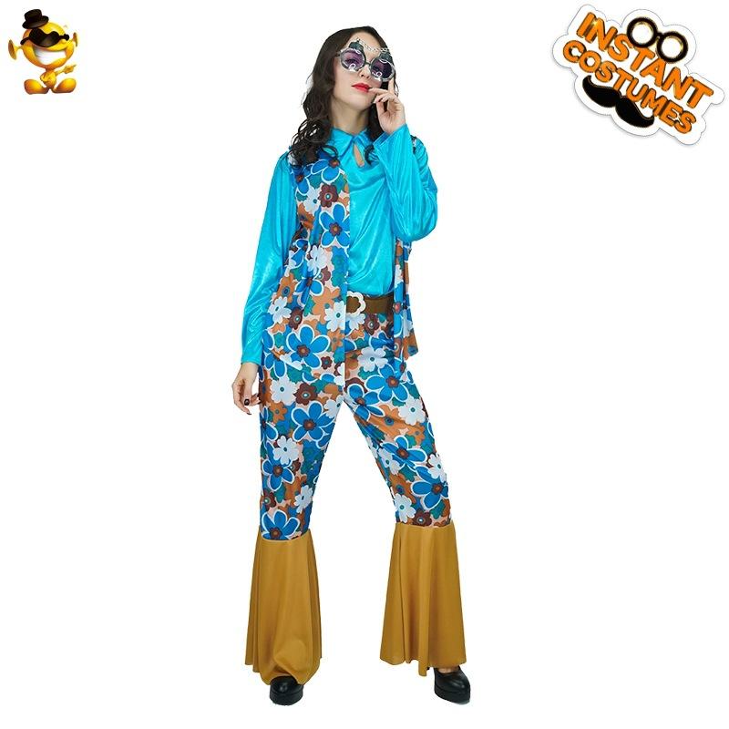 

Mardi Gras Adult Women s Hippie Party Costume Big Woman Flower Hippie Hippie Disco Costume One size fits all
