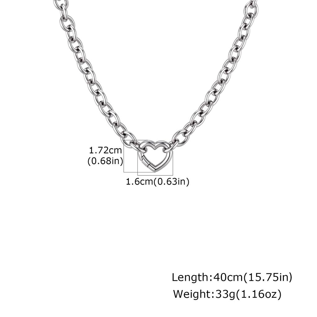 Stainless Steel Plated 18K Gold Round Cross Chain Heart Buckle Necklace, Women'S Jewelry Nc-