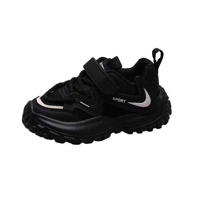 2025 Kids' Black Sneakers: Spring/Autumn Boys' & Girls' Velvet Winter Running Shoes