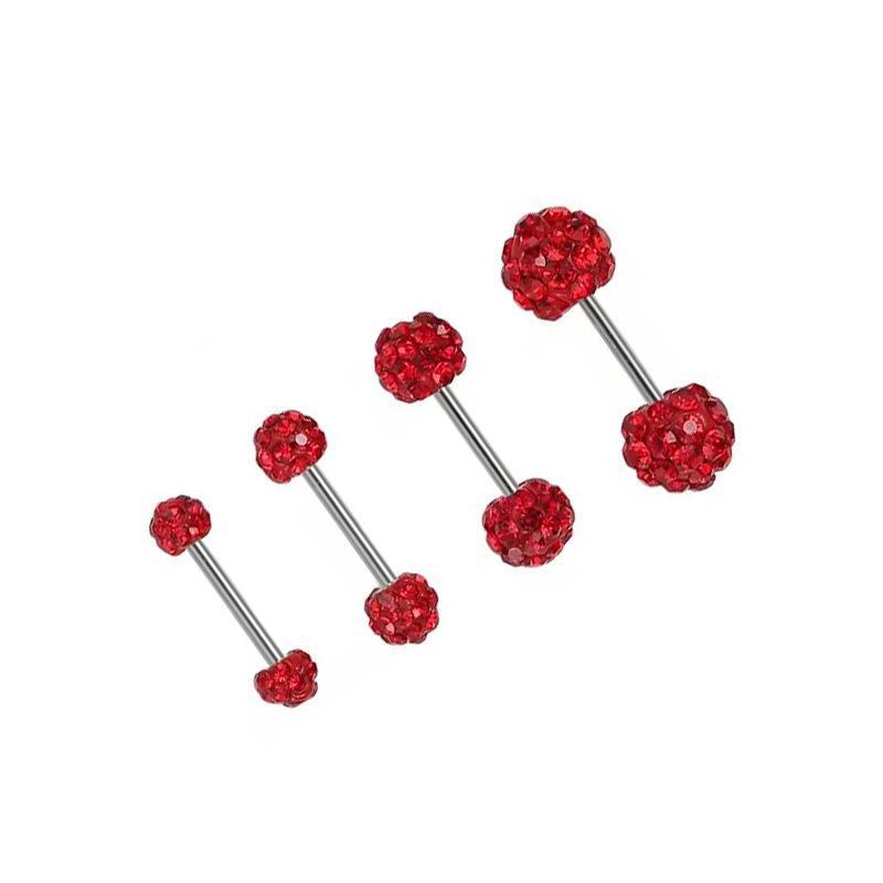 

Серьга для пирсинга ушных костей со стержнем из титанового сплава G23 с алмазным шариковым винтом G23 Titanium (0.8*6*3) ярко-красный