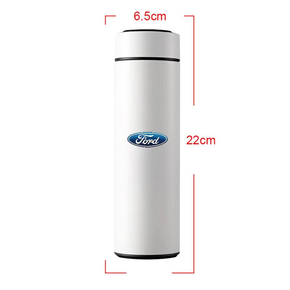 Car Sticker Smart Touch Screen Stainless Thermo Mug Temperature Display For Ford Ranger Focus Kuga Mustang S-MAX Transit Mondeo