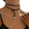 Elegant Modifiable Marine Sphere Necklace With Thin Faux Leather Cord For Stratified Jewelry Appearance